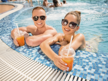 Couple in swimming pool