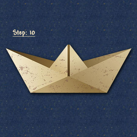 Origami boat diy step ten