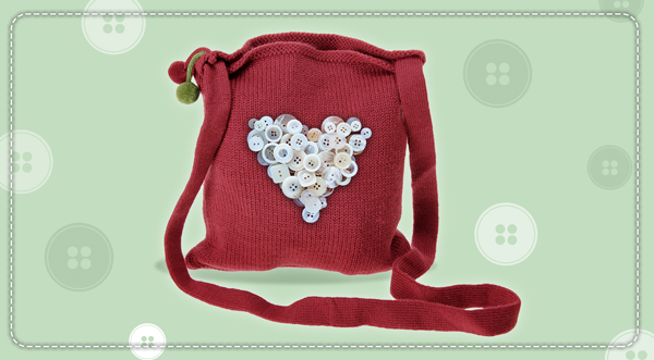 Button Art Heart Bag