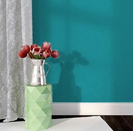 White Curtains With Teal-colored Wall