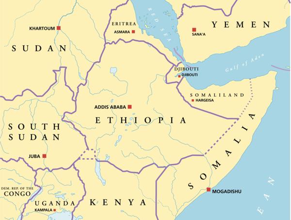 Landlocked countries Ethiopia Map