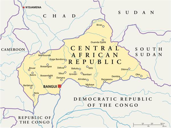 Landlocked countries Central African Republic Map