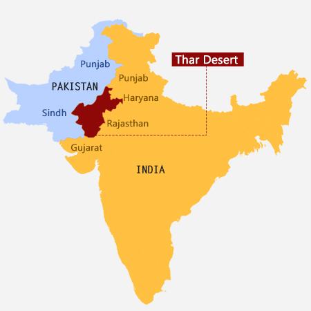 Thar desert on map
