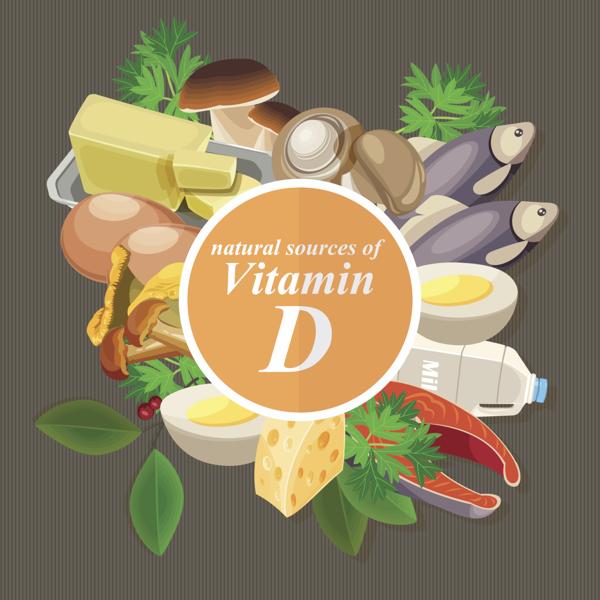 Groups of healthy food with Vitamin D