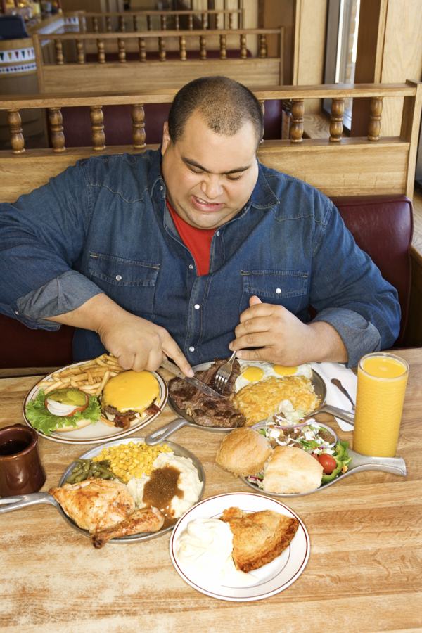 overeating person