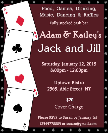 Cards invitation for jack and jill party