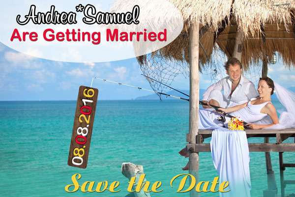 Save the Date Andrea*Samuel Are Getting Married 08.08.2016-fishing the date from water