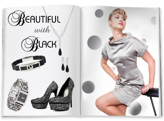 silver accessories for black dress