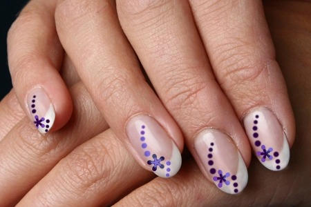 Purple Flower American Manicure
