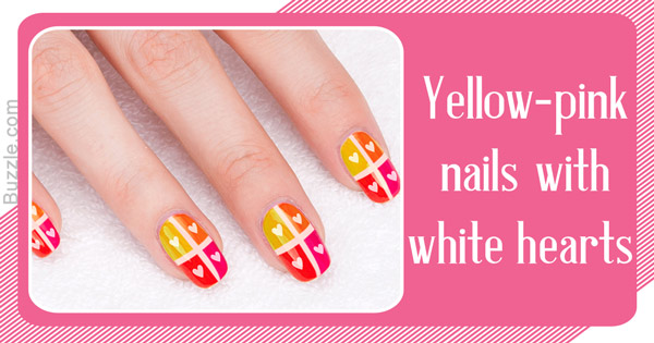 Yellow pink nails