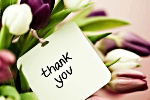 Thank you note with tulip