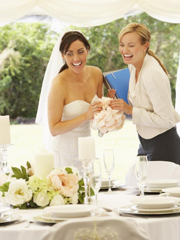 Bride with wedding planner