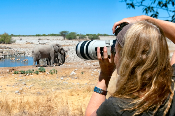 Photographer on safari in africa