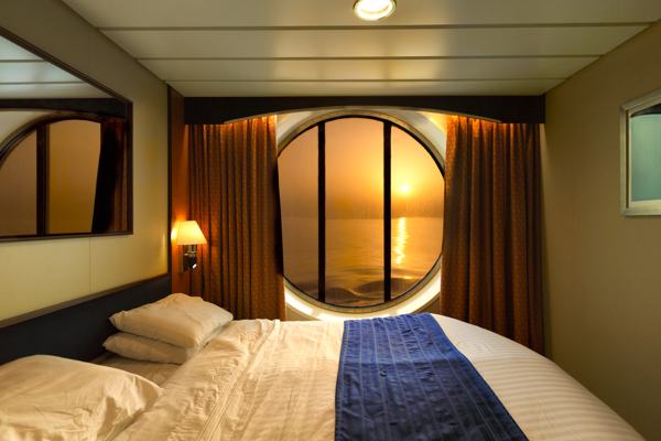 Sunset onboard ship cabin