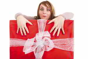 Woman grabing big gift