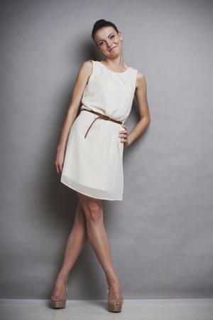 Knee-length White Dress for Daytime Engagement Party